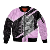 Aphrodite Greek Goddess Sleeve Zip Bomber Jacket Classical Mythology Floral Statue Art