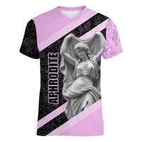 Aphrodite Greek Goddess Women V-Neck T-Shirt Classical Mythology Floral Statue Art