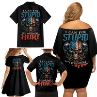 I Can Fix Stupid But It's Gonna Hurt Family Matching Off Shoulder Short Dress and Hawaiian Shirt - Wonder Print Shop