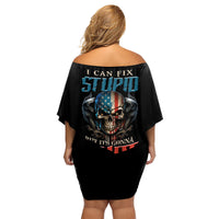 I Can Fix Stupid But It's Gonna Hurt Family Matching Off Shoulder Short Dress and Hawaiian Shirt - Wonder Print Shop