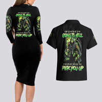Of Course I'm Going To Hell Skull Couples Matching Long Sleeve Bodycon Dress and Hawaiian Shirt - Wonder Print Shop