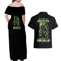 Of Course I'm Going To Hell Skull Couples Matching Off Shoulder Maxi Dress and Hawaiian Shirt - Wonder Print Shop