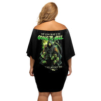 Of Course I'm Going To Hell Skull Family Matching Off Shoulder Short Dress and Hawaiian Shirt - Wonder Print Shop