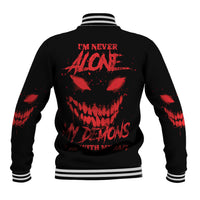I'm Never Alone My Demon Are With Me Baseball Jacket - Wonder Print Shop