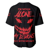I'm Never Alone My Demon Are With Me Baseball Jersey - Wonder Print Shop