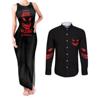 I'm Never Alone My Demon Are With Me Couples Matching Tank Maxi Dress and Long Sleeve Button Shirt - Wonder Print Shop