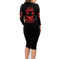 I'm Never Alone My Demon Are With Me Family Matching Long Sleeve Bodycon Dress and Hawaiian Shirt - Wonder Print Shop