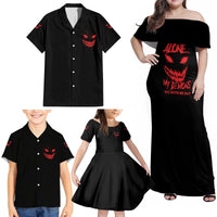 I'm Never Alone My Demon Are With Me Family Matching Off Shoulder Maxi Dress and Hawaiian Shirt - Wonder Print Shop