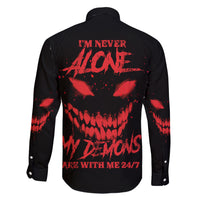 I'm Never Alone My Demon Are With Me Family Matching Short Sleeve Bodycon Dress and Hawaiian Shirt - Wonder Print Shop