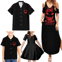 I'm Never Alone My Demon Are With Me Family Matching Summer Maxi Dress and Hawaiian Shirt - Wonder Print Shop