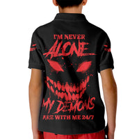 I'm Never Alone My Demon Are With Me Kid Polo Shirt - Wonder Print Shop