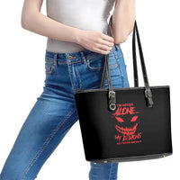 I'm Never Alone My Demon Are With Me Leather Tote Bag - Wonder Print Shop