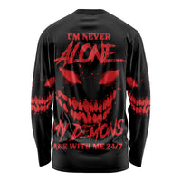 I'm Never Alone My Demon Are With Me Long Sleeve Shirt - Wonder Print Shop