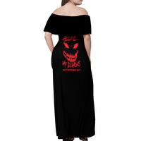 I'm Never Alone My Demon Are With Me Off Shoulder Maxi Dress - Wonder Print Shop