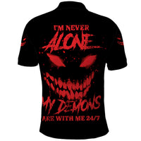 I'm Never Alone My Demon Are With Me Polo Shirt - Wonder Print Shop