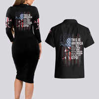 This Is America Patriotic Skull Couples Matching Long Sleeve Bodycon Dress and Hawaiian Shirt - Wonder Print Shop