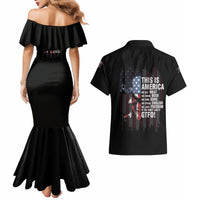 This Is America Patriotic Skull Couples Matching Mermaid Dress and Hawaiian Shirt - Wonder Print Shop