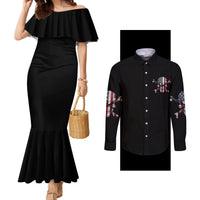 this-is-america-patriotic-skull-couples-matching-mermaid-dress-and-long-sleeve-button-shirt