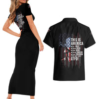 This Is America Patriotic Skull Couples Matching Short Sleeve Bodycon Dress and Hawaiian Shirt - Wonder Print Shop