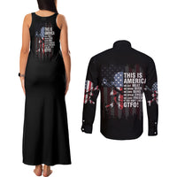 This Is America Patriotic Skull Couples Matching Tank Maxi Dress and Long Sleeve Button Shirt - Wonder Print Shop