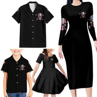 This Is America Patriotic Skull Family Matching Long Sleeve Bodycon Dress and Hawaiian Shirt - Wonder Print Shop