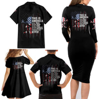 This Is America Patriotic Skull Family Matching Long Sleeve Bodycon Dress and Hawaiian Shirt - Wonder Print Shop