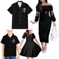 This Is America Patriotic Skull Family Matching Off Shoulder Long Sleeve Dress and Hawaiian Shirt - Wonder Print Shop