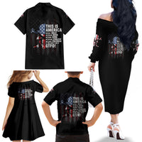 This Is America Patriotic Skull Family Matching Off Shoulder Long Sleeve Dress and Hawaiian Shirt - Wonder Print Shop