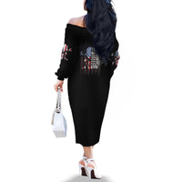 This Is America Patriotic Skull Family Matching Off Shoulder Long Sleeve Dress and Hawaiian Shirt - Wonder Print Shop