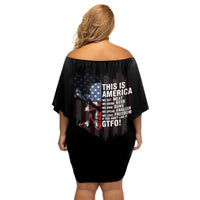 This Is America Patriotic Skull Family Matching Off Shoulder Short Dress and Hawaiian Shirt - Wonder Print Shop