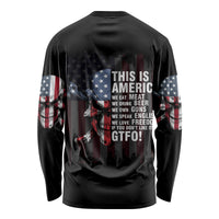 This Is America Patriotic Skull Long Sleeve Shirt - Wonder Print Shop