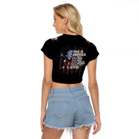 This Is America Patriotic Skull Raglan Cropped T Shirt - Wonder Print Shop