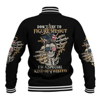 Don't Try To Figure Me Out Baseball Jacket - Wonder Print Shop