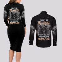 I Can't Go To Hell Reaper Bat Couples Matching Long Sleeve Bodycon Dress and Long Sleeve Button Shirt - Wonder Print Shop