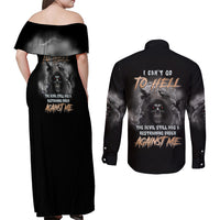 I Can't Go To Hell Reaper Bat Couples Matching Off Shoulder Maxi Dress and Long Sleeve Button Shirt - Wonder Print Shop
