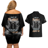 I Can't Go To Hell Reaper Bat Couples Matching Off Shoulder Short Dress and Hawaiian Shirt - Wonder Print Shop