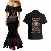 If Karma Doesn't Hit You Trust Me I Will Couples Matching Mermaid Dress and Hawaiian Shirt - Wonder Print Shop