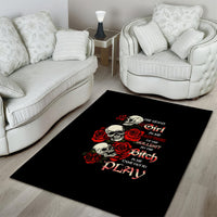 The Good Girl In Me 3 Skulls Rose Vintage Area Rug - Wonder Print Shop