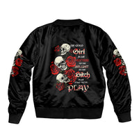 The Good Girl In Me 3 Skulls Rose Vintage Bomber Jacket - Wonder Print Shop