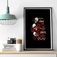 The Good Girl In Me 3 Skulls Rose Vintage Canvas Wall Art - Wonder Print Shop