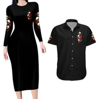 The Good Girl In Me 3 Skulls Rose Vintage Couples Matching Long Sleeve Bodycon Dress and Hawaiian Shirt - Wonder Print Shop