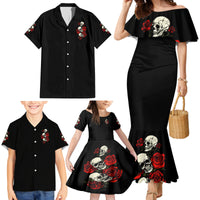 The Good Girl In Me 3 Skulls Rose Vintage Family Matching Mermaid Dress and Hawaiian Shirt - Wonder Print Shop