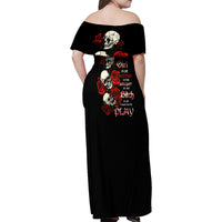 The Good Girl In Me 3 Skulls Rose Vintage Family Matching Off Shoulder Maxi Dress and Hawaiian Shirt - Wonder Print Shop