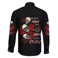 The Good Girl In Me 3 Skulls Rose Vintage Family Matching Off Shoulder Short Dress and Hawaiian Shirt - Wonder Print Shop