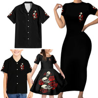 The Good Girl In Me 3 Skulls Rose Vintage Family Matching Short Sleeve Bodycon Dress and Hawaiian Shirt - Wonder Print Shop