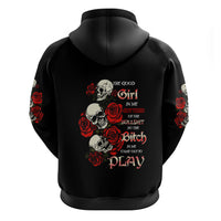 The Good Girl In Me 3 Skulls Rose Vintage Hoodie - Wonder Print Shop