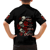 The Good Girl In Me 3 Skulls Rose Vintage Kid Hawaiian Shirt - Wonder Print Shop