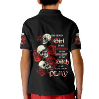 The Good Girl In Me 3 Skulls Rose Vintage Kid Polo Shirt - Wonder Print Shop
