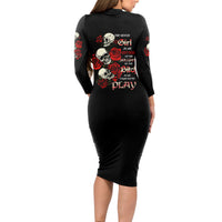 The Good Girl In Me 3 Skulls Rose Vintage Long Sleeve Bodycon Dress - Wonder Print Shop