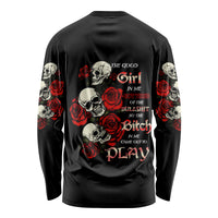 The Good Girl In Me 3 Skulls Rose Vintage Long Sleeve Shirt - Wonder Print Shop
